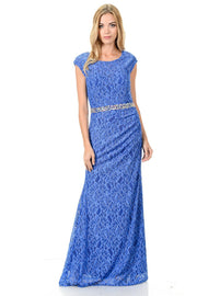 Long Red Cap Sleeve Lace Dress with Shawl by Lenovia-Long Formal Dresses-ABC Fashion