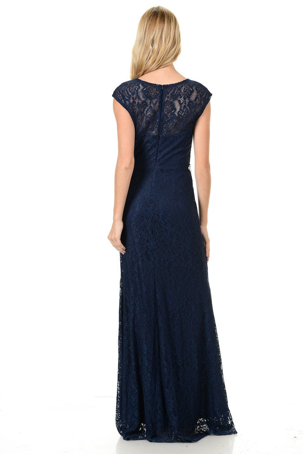 Long Red Cap Sleeve Lace Dress with Shawl by Lenovia-Long Formal Dresses-ABC Fashion