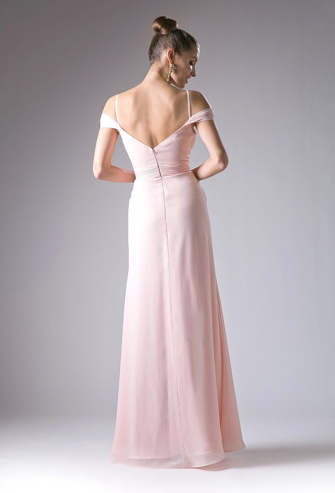 Long Ruched Cold Shoulder Dress by Cinderella Divine CH527-Long Formal Dresses-ABC Fashion