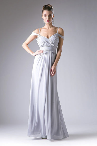 Long Ruched Cold Shoulder Dress by Cinderella Divine CH527-Long Formal Dresses-ABC Fashion