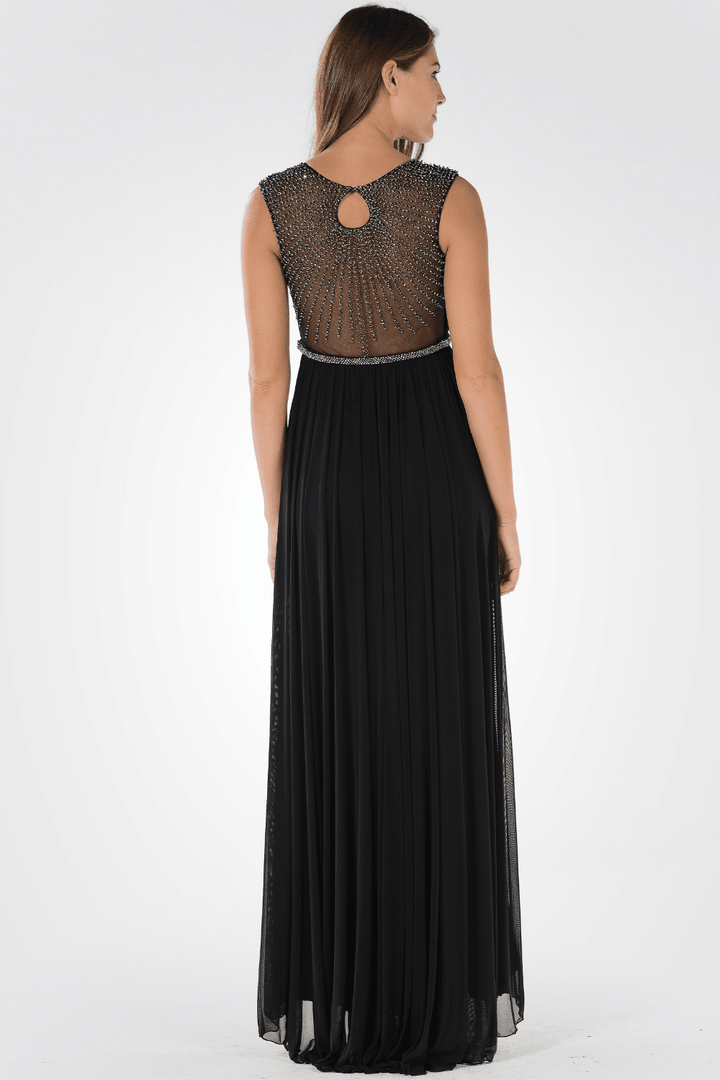 Long Ruched Dress with Sheer Back by Poly USA 7514