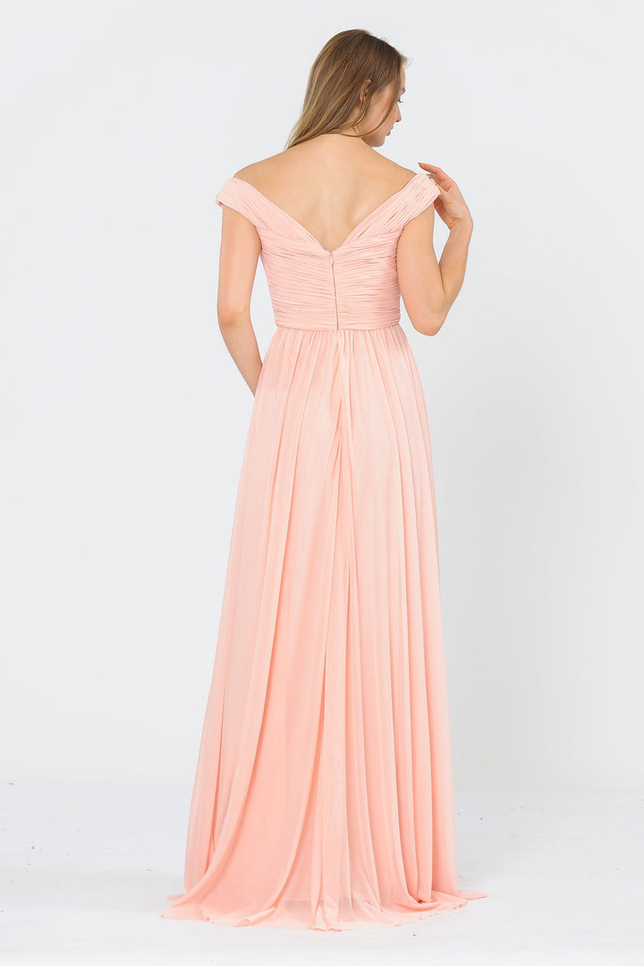 Long Ruched Off the Shoulder Dress by Poly USA 8398