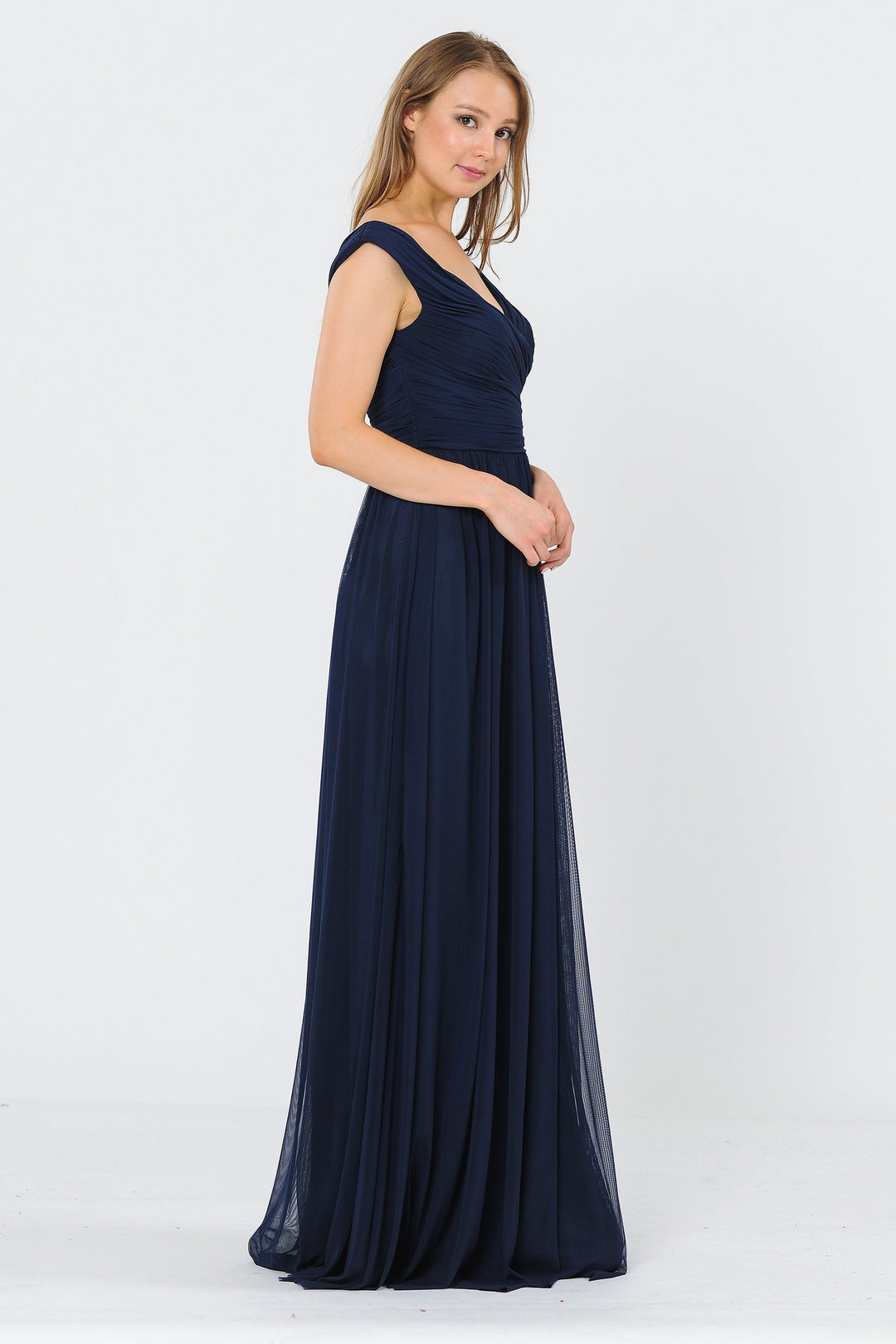 Long Ruched Off the Shoulder Dress by Poly USA 8398