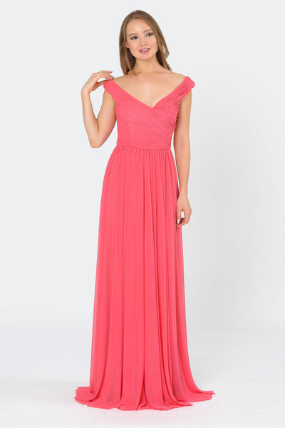 Long Ruched Off the Shoulder Dress by Poly USA 8398