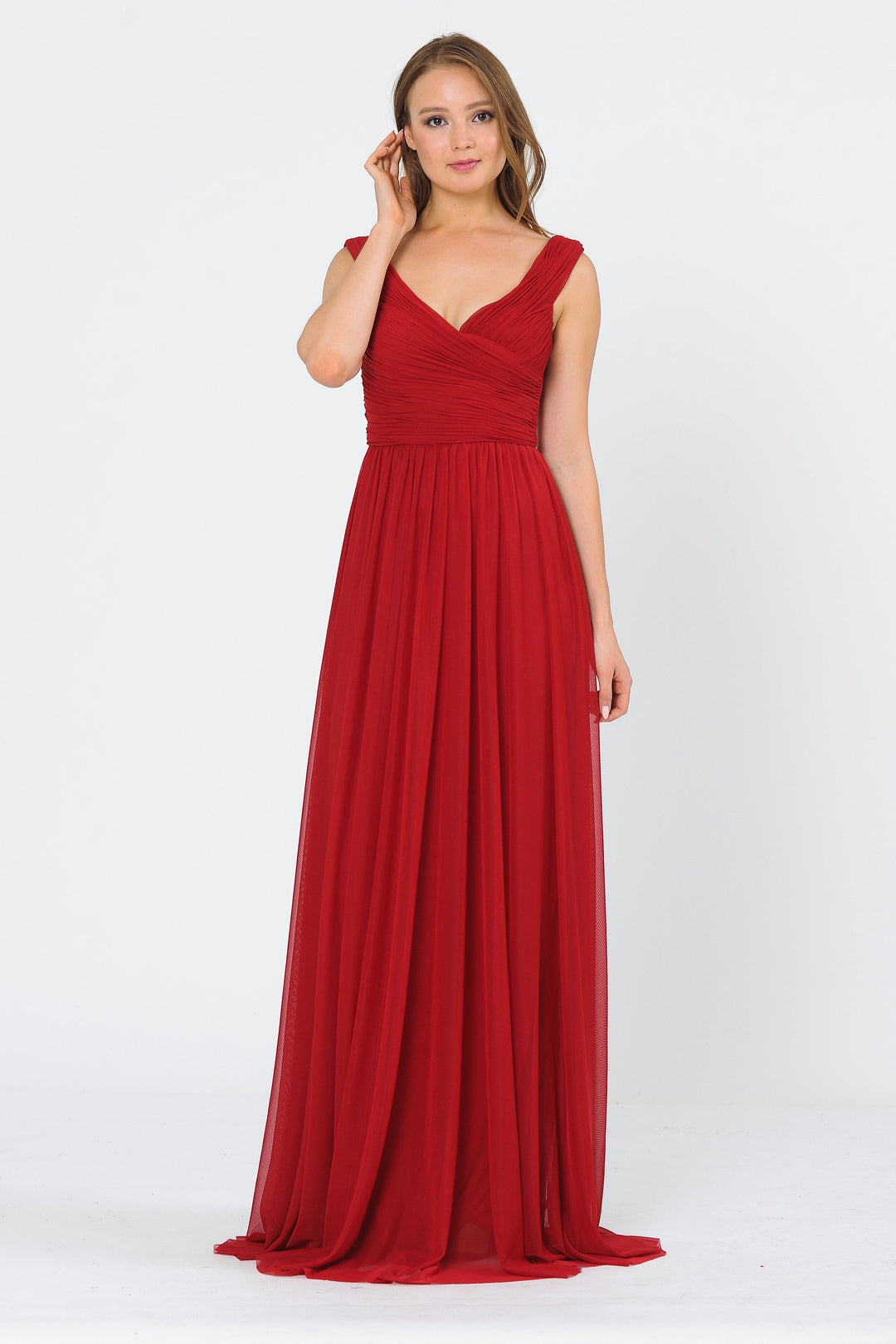 Long Ruched Off the Shoulder Dress by Poly USA 8398