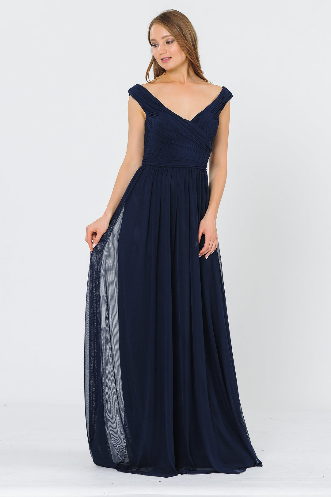 Long Ruched Off the Shoulder Dress by Poly USA 8398