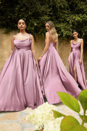 Long Satin A-line Dress by Cinderella Divine BD104