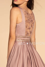 Long Scoop Neck Dress with Embroidered Sheer Back by Elizabeth K GL2531-Long Formal Dresses-ABC Fashion