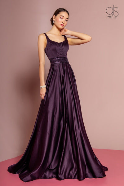 Long Scoop Neck Dress with Embroidered Sheer Back by Elizabeth K GL2531-Long Formal Dresses-ABC Fashion