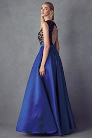 Long Sequin Bodice A-line Dress by Juliet 661