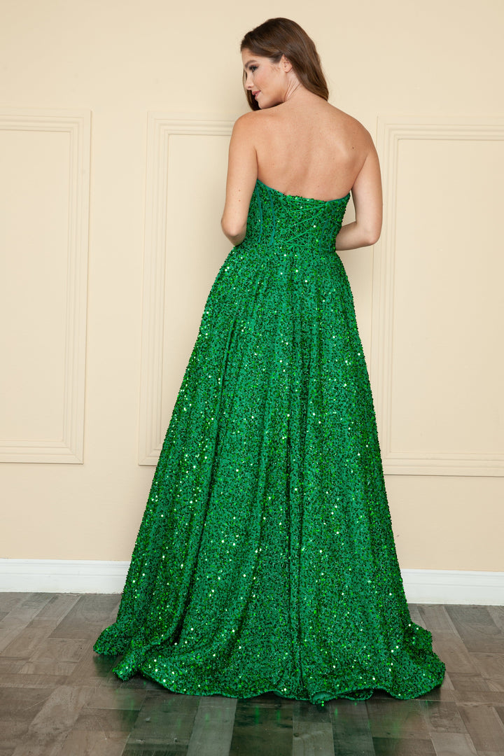 Long Sequin Sweetheart Dress by Poly USA 9152 - Outlet