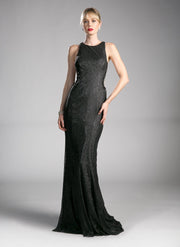 Long Sequined Dress with Side Cut Outs by Cinderella Divine 84977-Long Formal Dresses-ABC Fashion