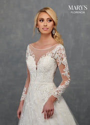Long Sleeve A-Line Wedding Dress by Mary's Bridal MB3112