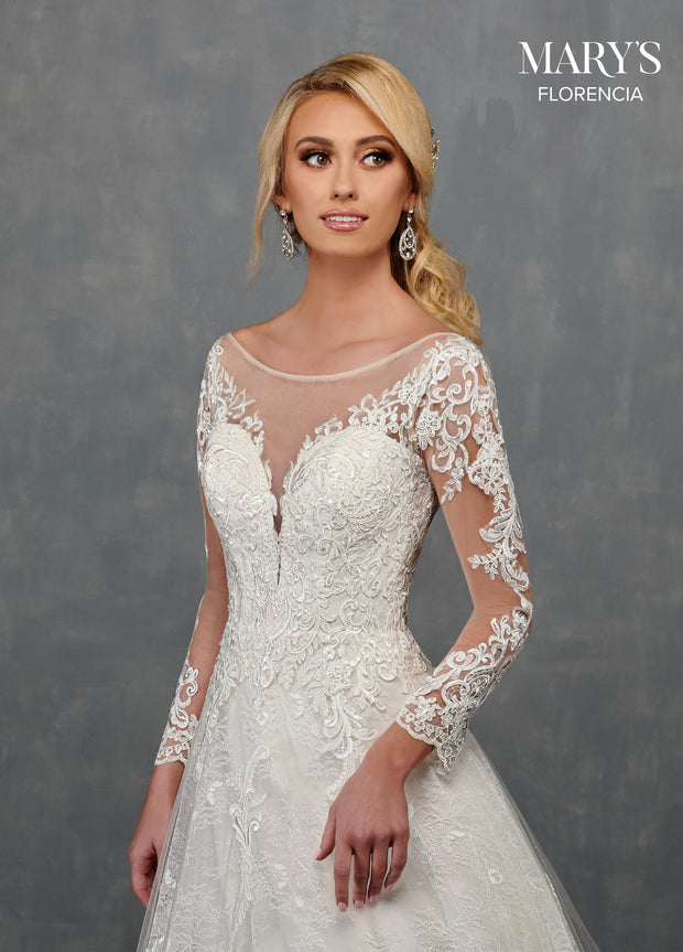 Long Sleeve A-Line Wedding Dress by Mary's Bridal MB3112