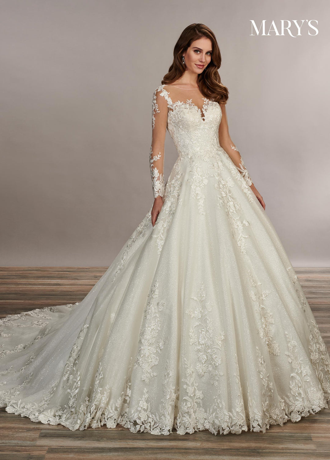 Long Sleeve Bridal Gown by Mary's Bridal MB3079