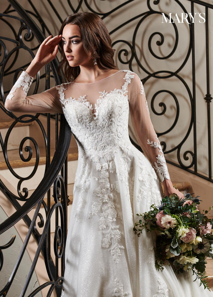 Long Sleeve Bridal Gown by Mary's Bridal MB3079