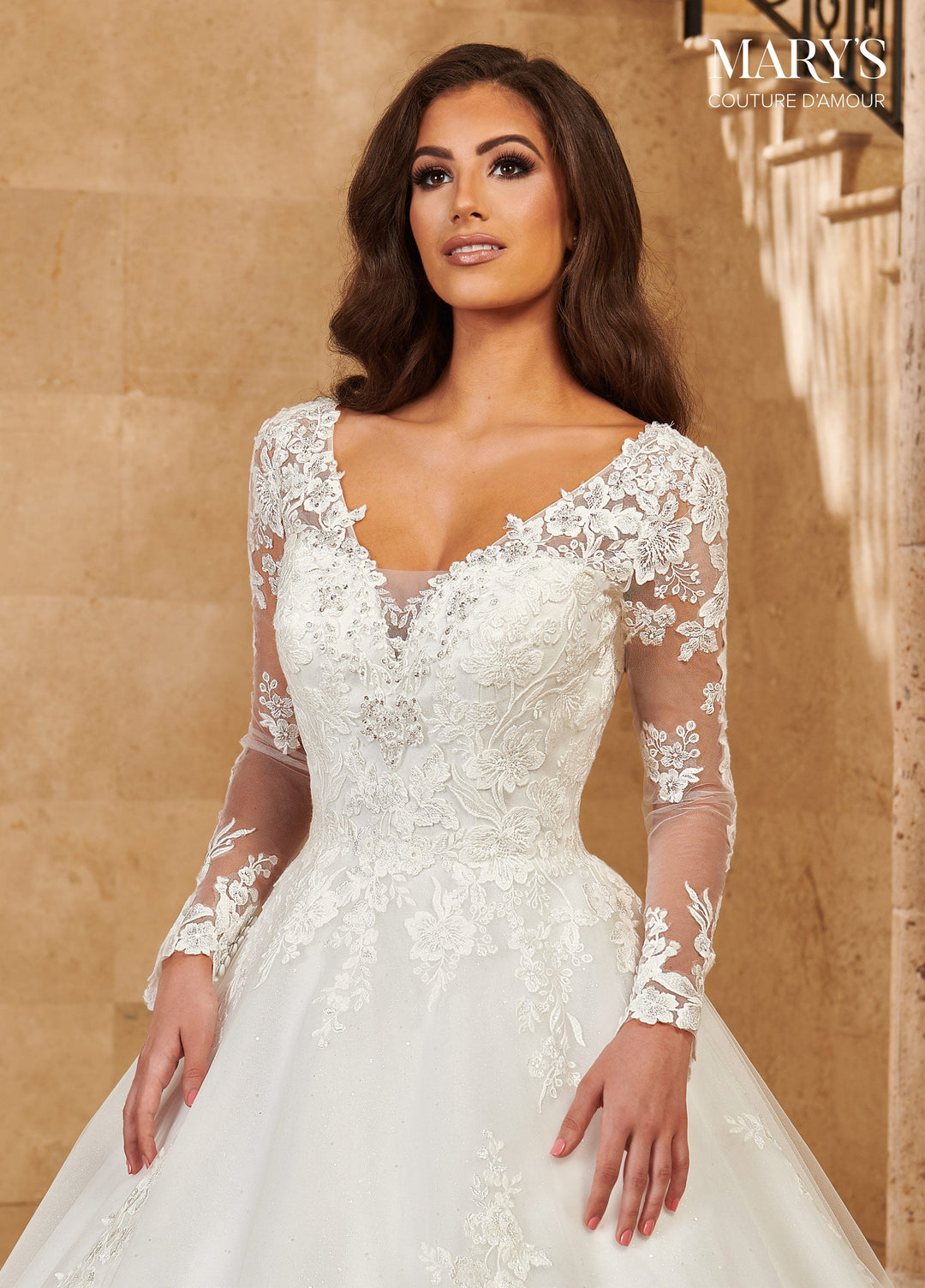 Long Sleeve Bridal Gown by Mary's Bridal MB4130