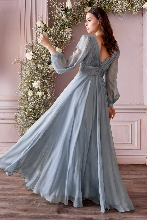 Long Sleeve Chiffon Gown by Cinderella Divine CD0192 - Outlet
