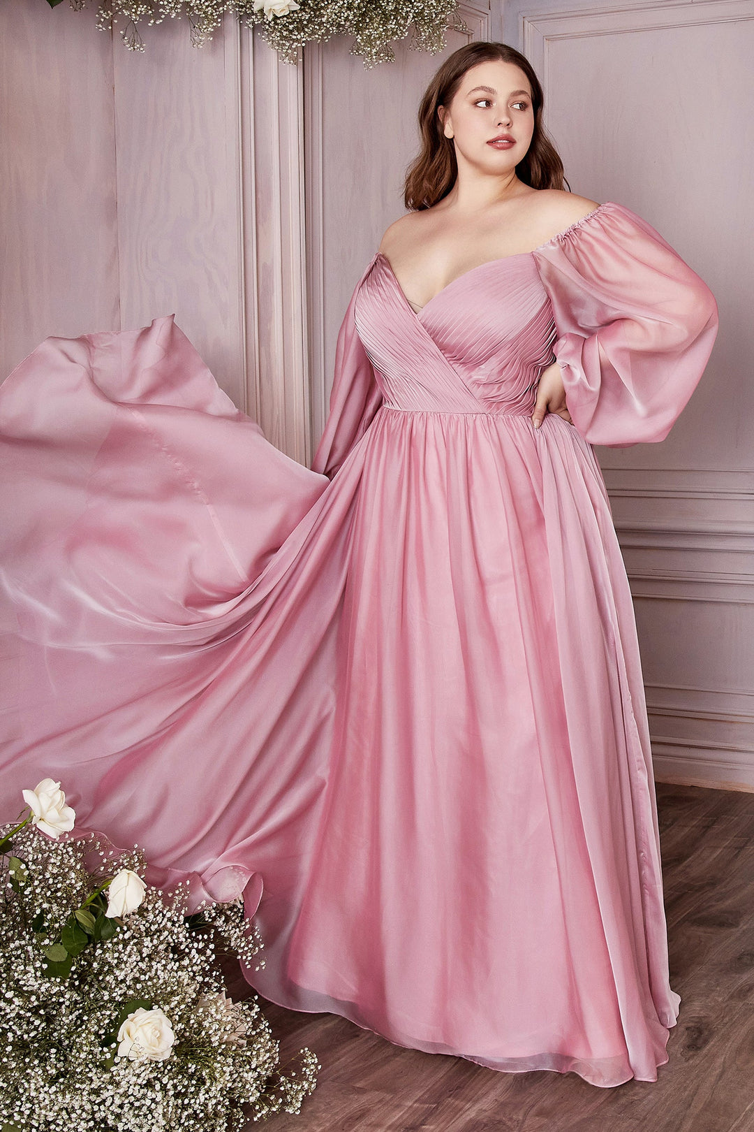 Long Sleeve Chiffon Gown by Cinderella Divine CD243 ABC Fashion Long Sleeve Chiffon Gown by Cinderella Divine CD243 ABC Fashion