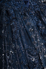 Long Sleeve Glitter Print Ball Gown by Coya L2460