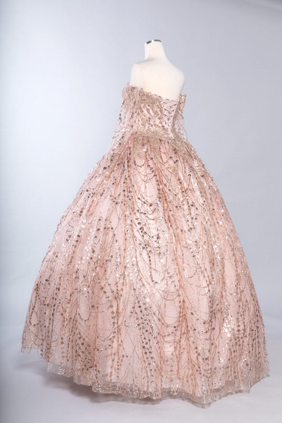 Long Sleeve Glitter Print Ball Gown by Coya L2460