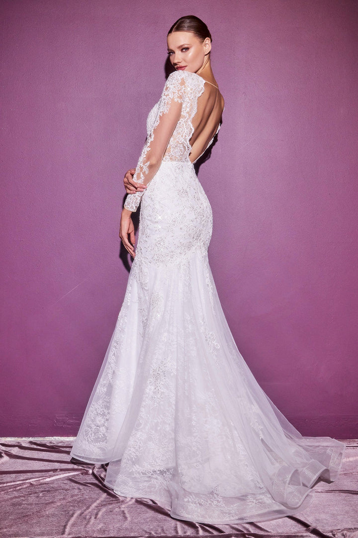 Long Sleeve Lace Bridal Gown by Cinderella Divine CD951W