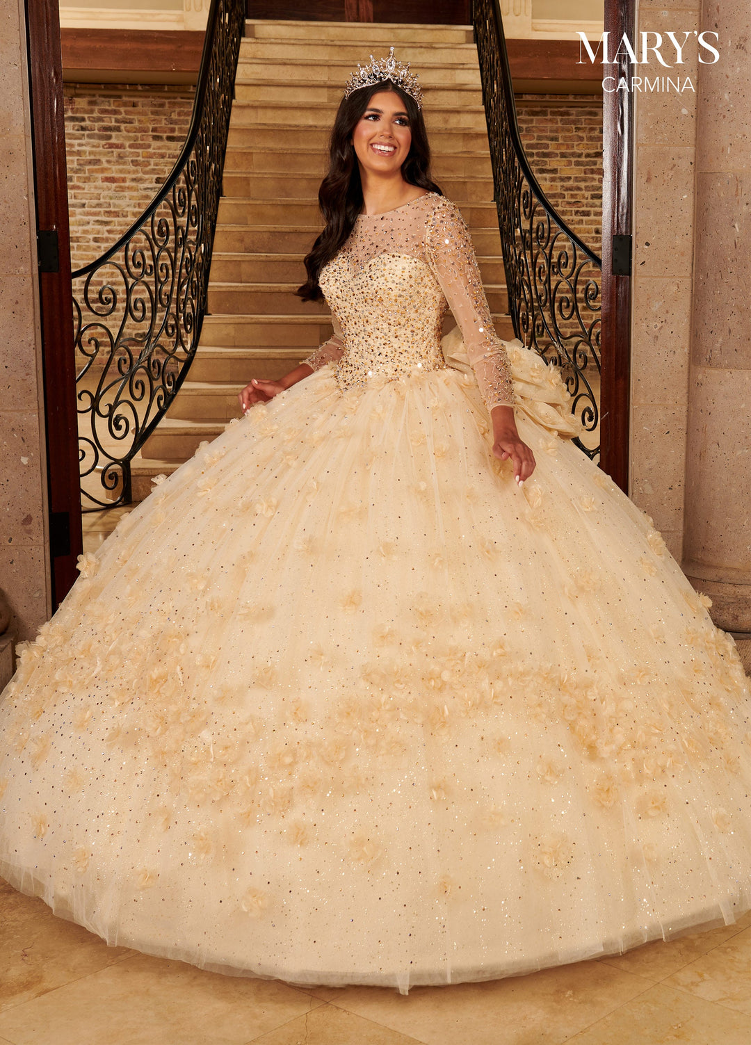 Long Sleeve Quinceanera Dress by Mary's Bridal MQ1096