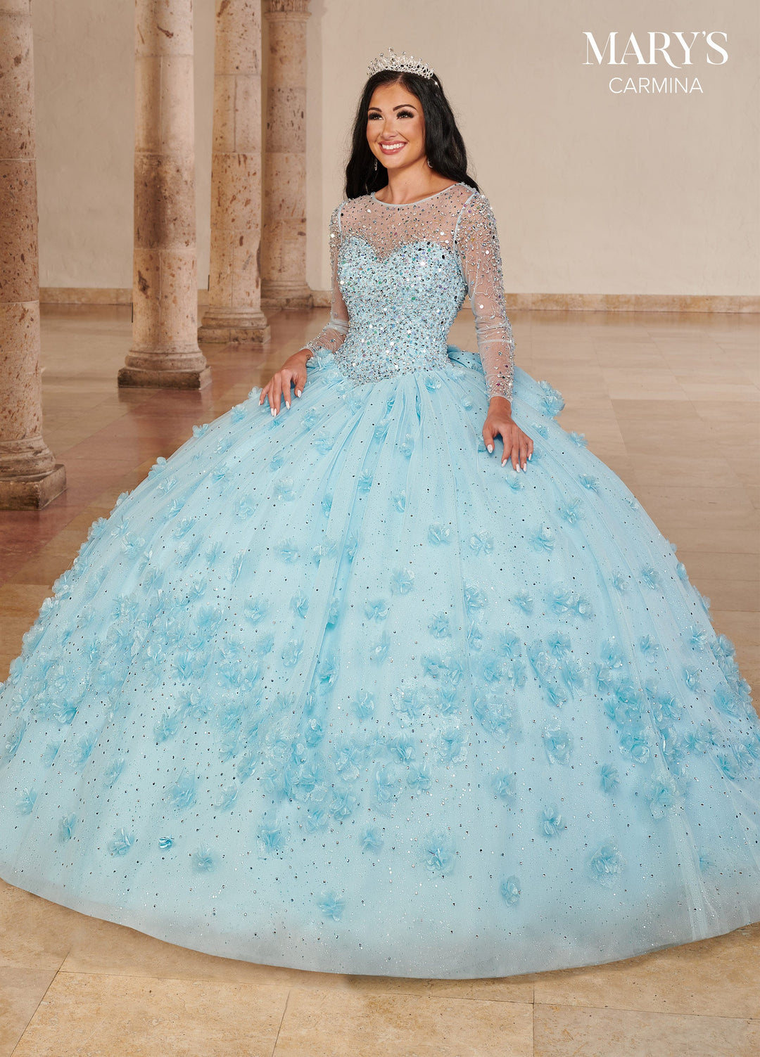 Long Sleeve Quinceanera Dress by Mary's Bridal MQ1096