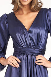 Long Sleeve Shiny Satin Gown by Elizabeth K GL1990