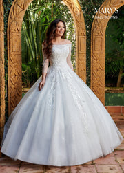 Long Sleeve Wedding Ball Gown by Mary's Bridal MB6072