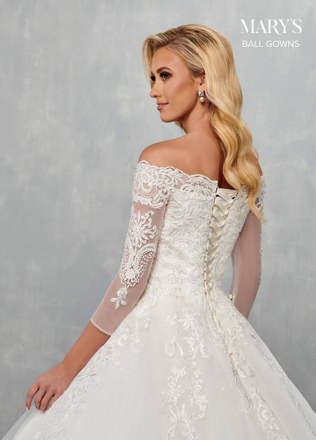 Long Sleeve Wedding Ball Gown by Mary's Bridal MB6072