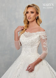 Long Sleeve Wedding Ball Gown by Mary's Bridal MB6072