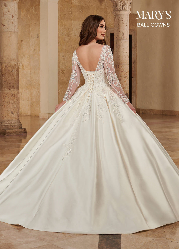 Long Sleeve Wedding Ball Gown by Mary's Bridal MB6086