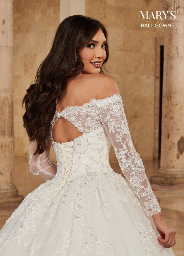Long Sleeve Wedding Ball Gown by Mary's Bridal MB6089