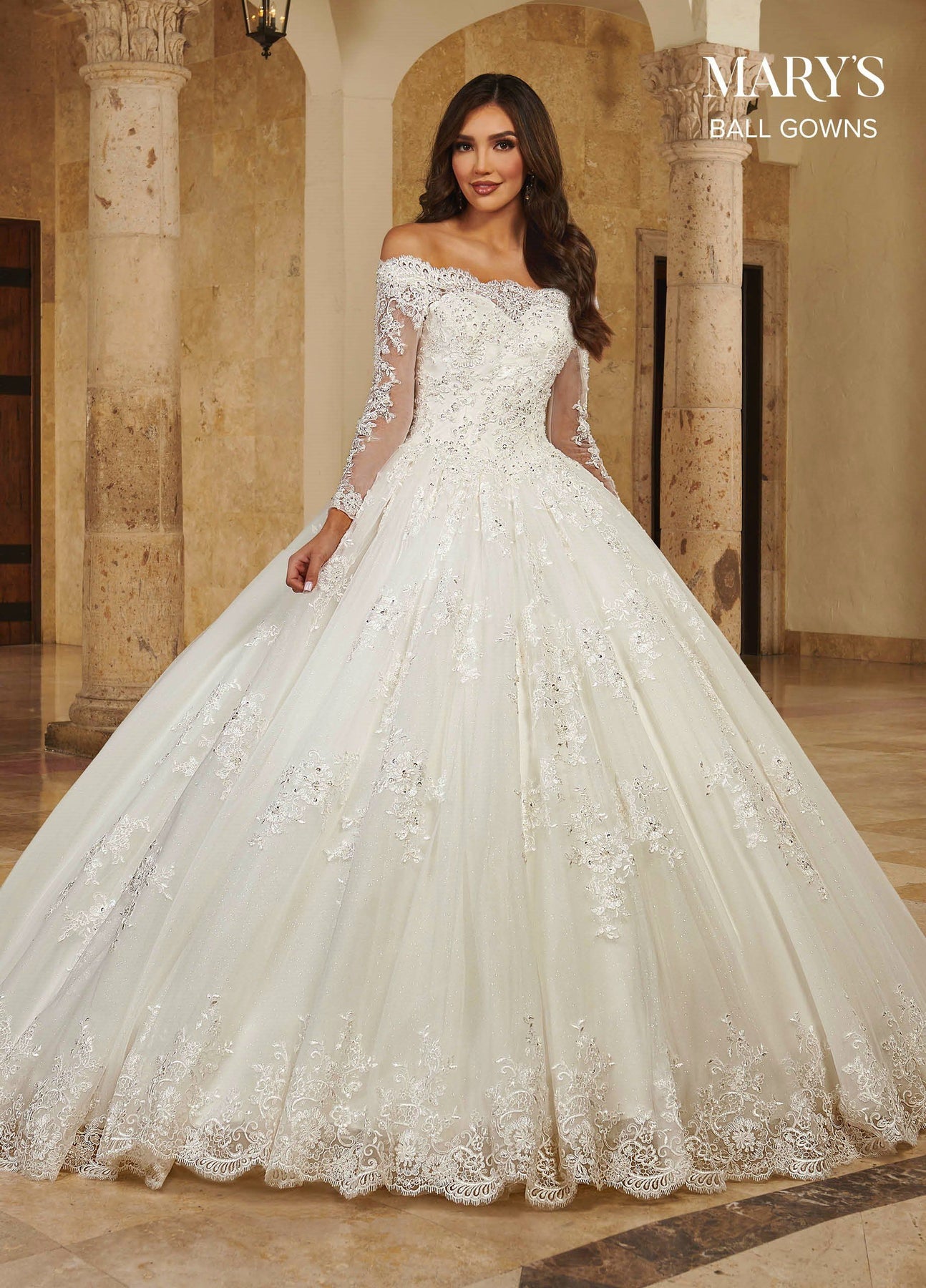 Long Sleeve Wedding Ball Gown by Mary's Bridal MB6089 Long Sleeve Wedding Ball Gown by Mary's Bridal MB6089