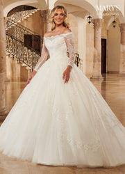 Long Sleeve Wedding Ball Gown by Mary's Bridal MB6092