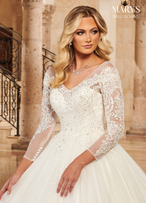 Long Sleeve Wedding Ball Gown by Mary's Bridal MB6096