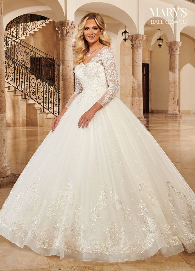 Long Sleeve Wedding Ball Gown by Mary's Bridal MB6096