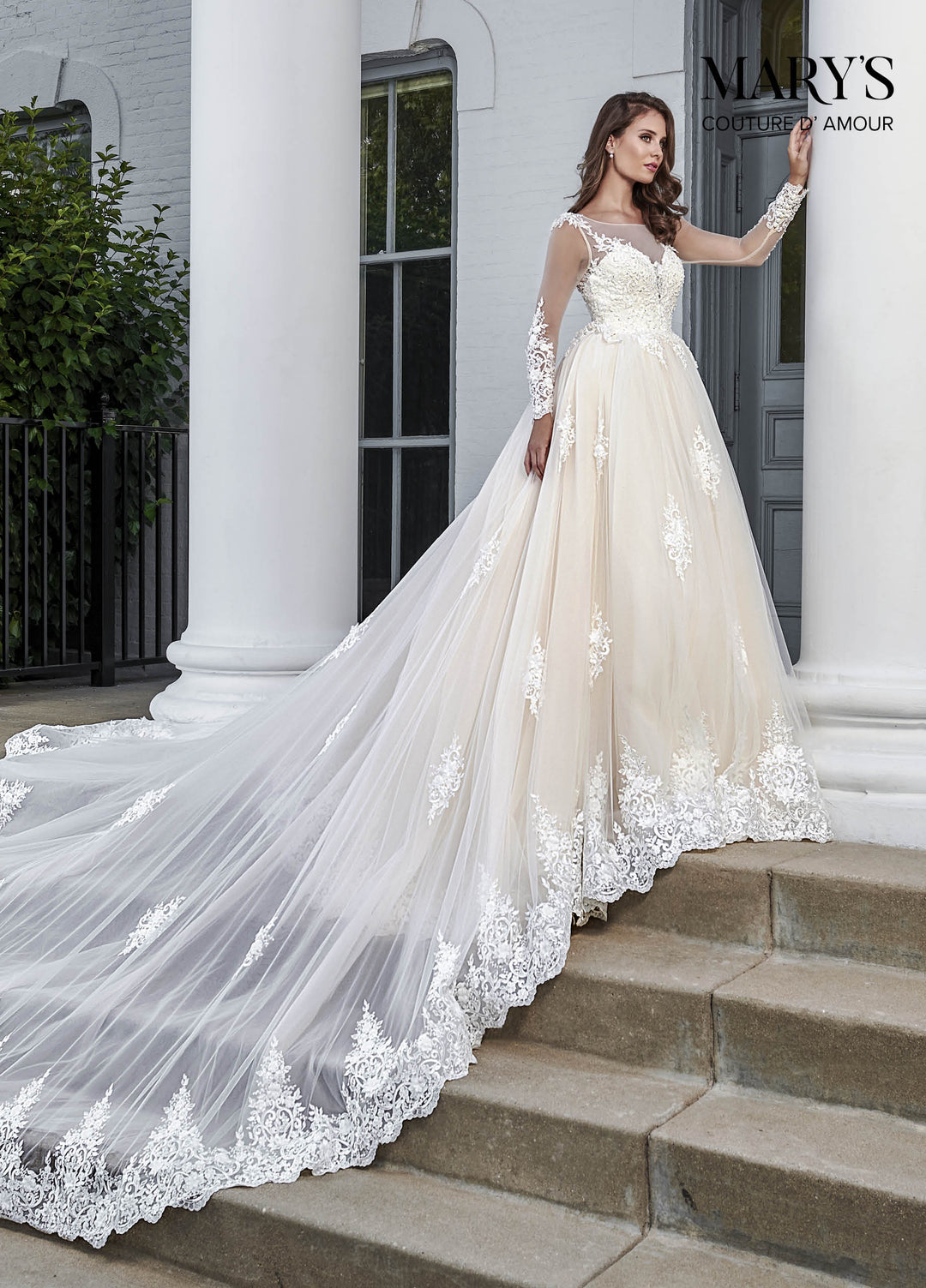 Long Sleeve Wedding Dress by Mary's Bridal MB4044