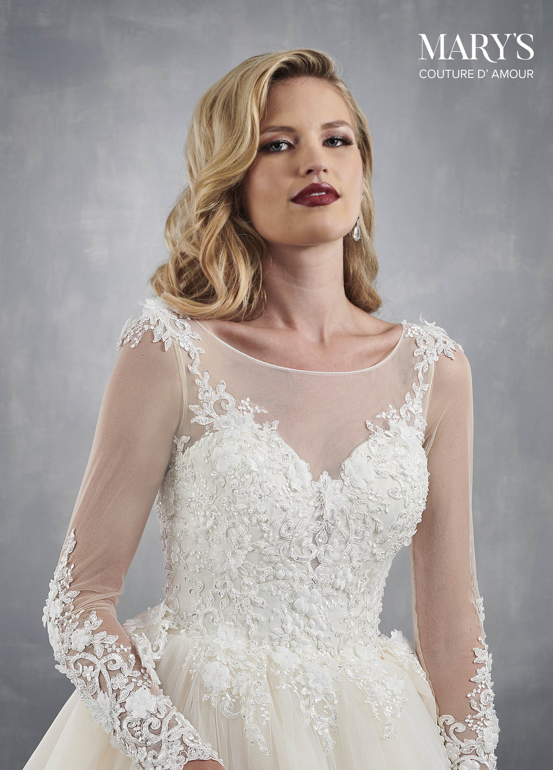 Long Sleeve Wedding Dress by Mary's Bridal MB4044