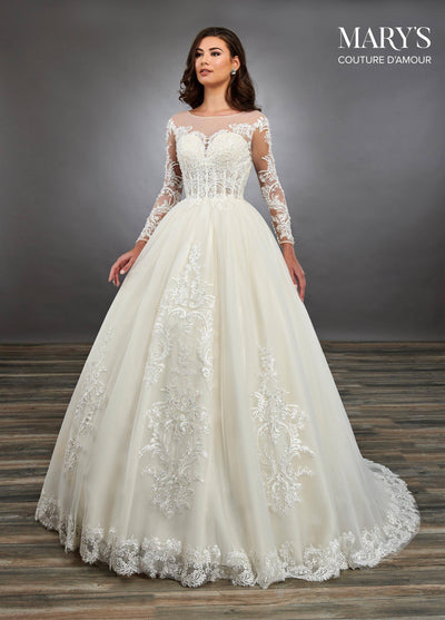 Long Sleeve Wedding Dress by Mary's Bridal MB4096