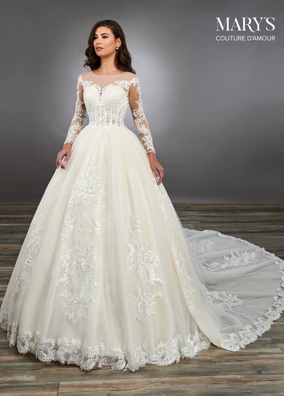 Long Sleeve Wedding Dress by Mary's Bridal MB4096