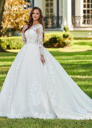 Long Sleeve Wedding Dress by Mary's Bridal MB4096