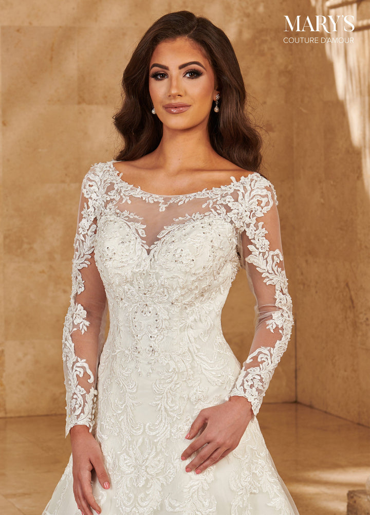 Long Sleeve Wedding Dress by Mary's Bridal MB4125