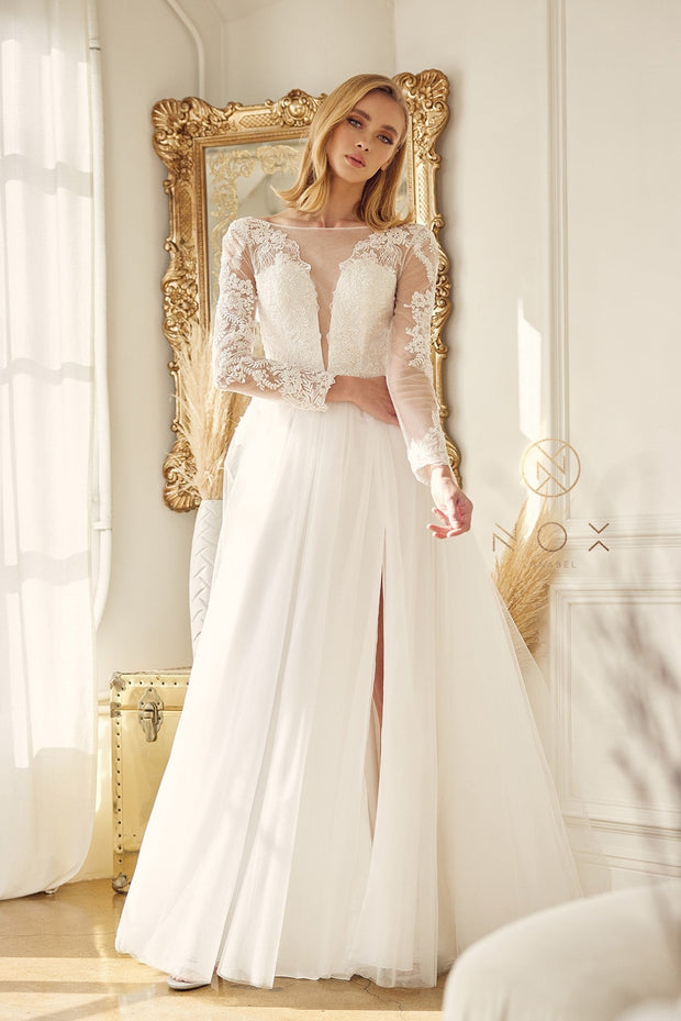 Long Sleeve Wedding Gown by Nox Anabel JE911