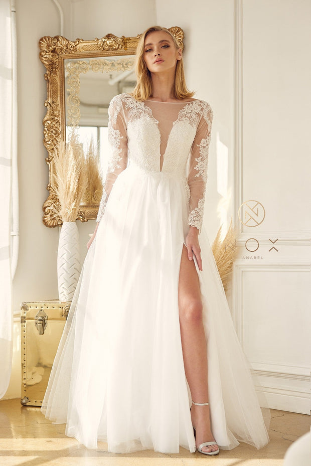Long Sleeve Wedding Gown by Nox Anabel JE911
