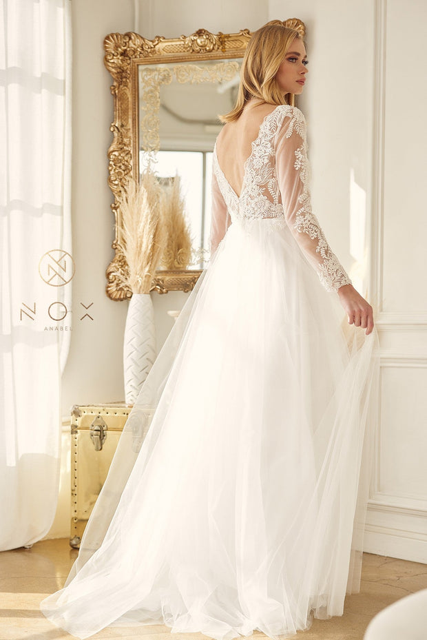 Long Sleeve Wedding Gown by Nox Anabel JE911