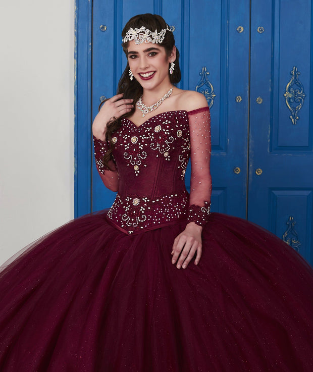 Long-Sleeved Sweetheart Dress by House of Wu LA Glitter 24039-Quinceanera Dresses-ABC Fashion