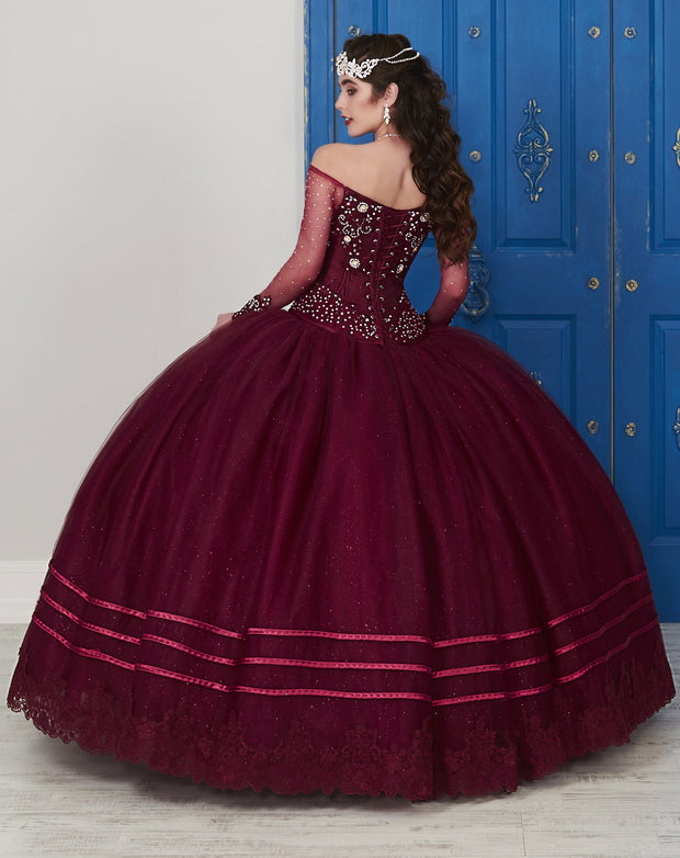Long-Sleeved Sweetheart Dress by House of Wu LA Glitter 24039-Quinceanera Dresses-ABC Fashion