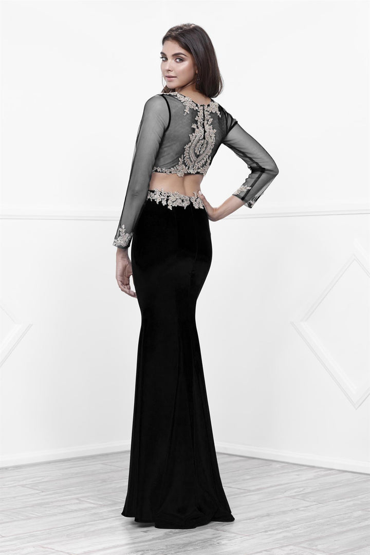 Long Sleeved Two-Piece Crop Top Dress by Nox Anabel 8368